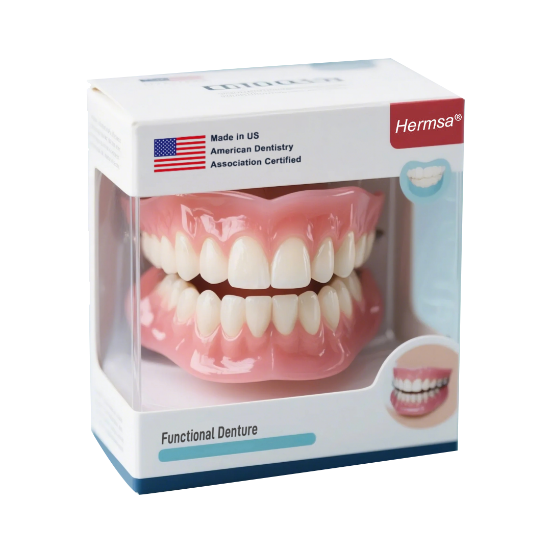 🦷Hermsa® Multi-Functional ThermoFlex Silicone Denture Set – For Eating, Smiling, and Daily Comfort😁